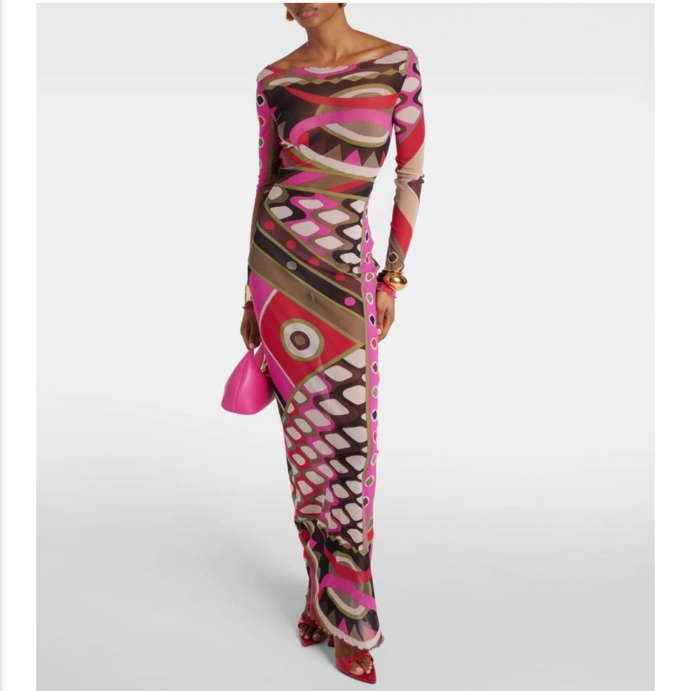 Pucci Red Vivara Maxi See Through Dress IT 42